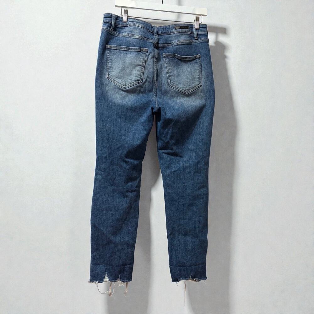 Risen Los Angeles‎ Distressed Raw Hem Straight Leg Jeans 32 15 Blue High Rise - Picture 3 of 13